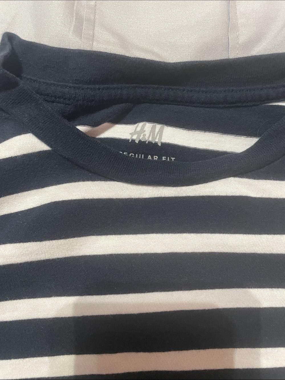 H&M Black and White Striped Crewneck Tee